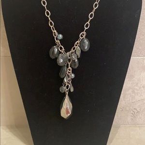 Sterling silver, Hematite & stone Long Necklace
